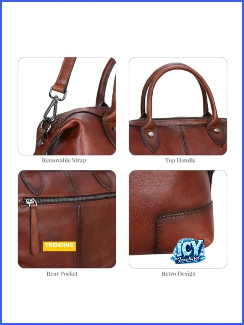 Genuine Leather Satchel Tote Bag Women Large Capacity Top Handle Handbag